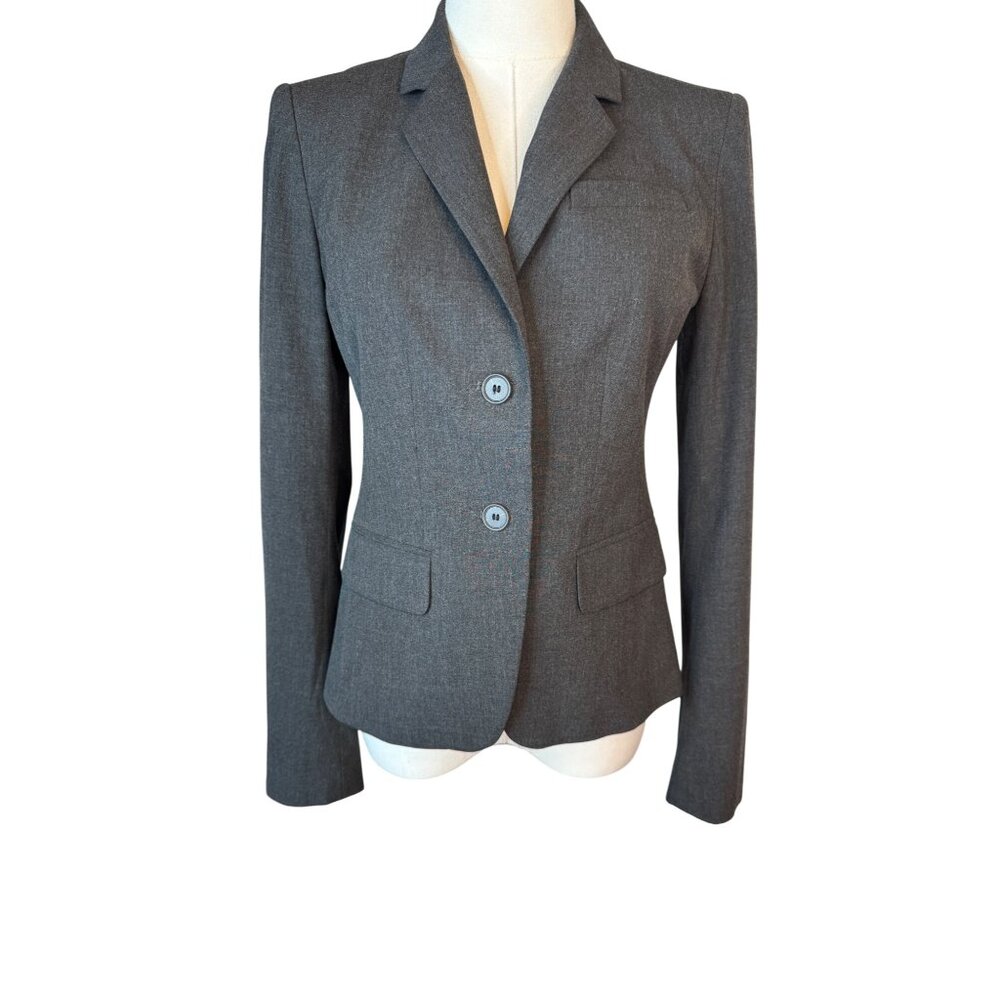 Ann Taylor Size 0 Gray Blazer Fitted 2-Button Front Polyester/Rayon/Spandex - Picture 2 of 15